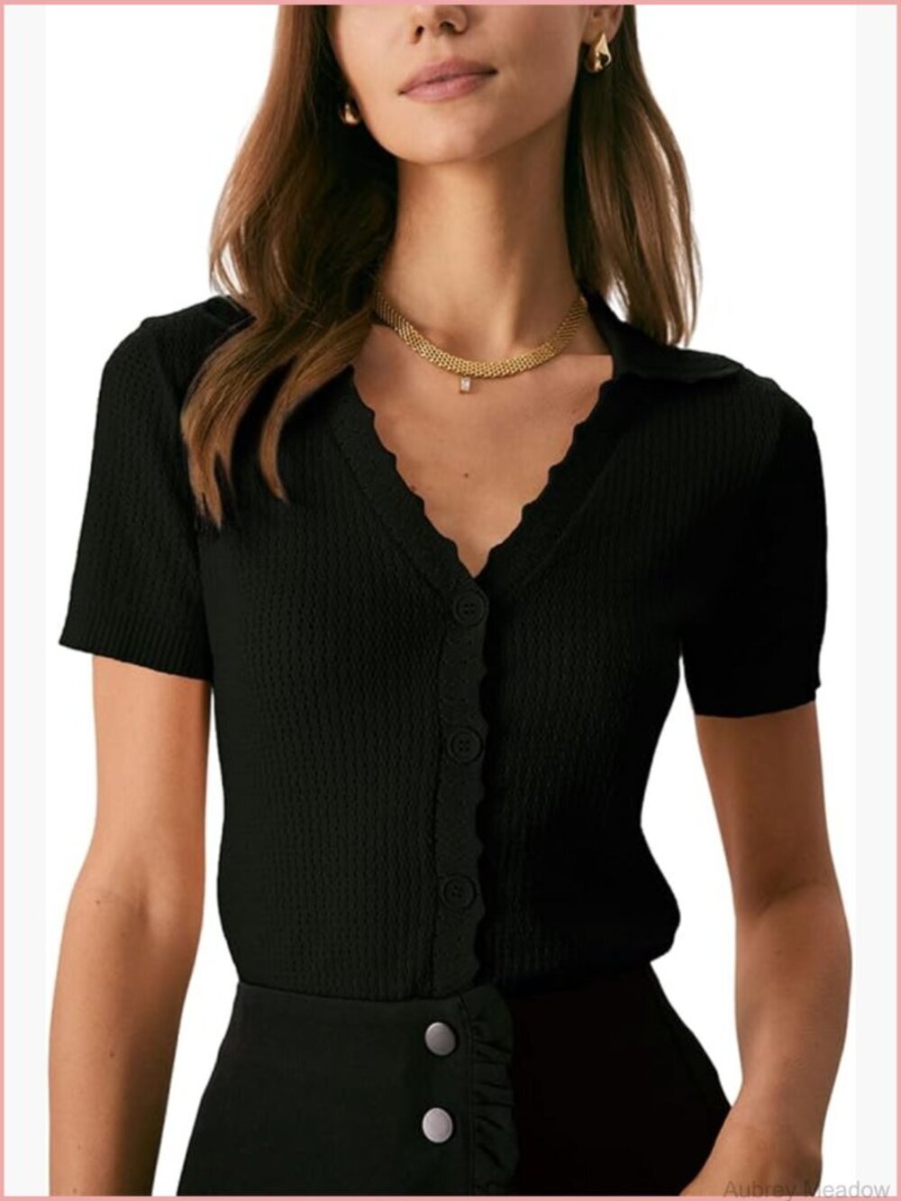 Short Sleeve Cardigan Button Down V Neck Pullover Knit Sweater Tee